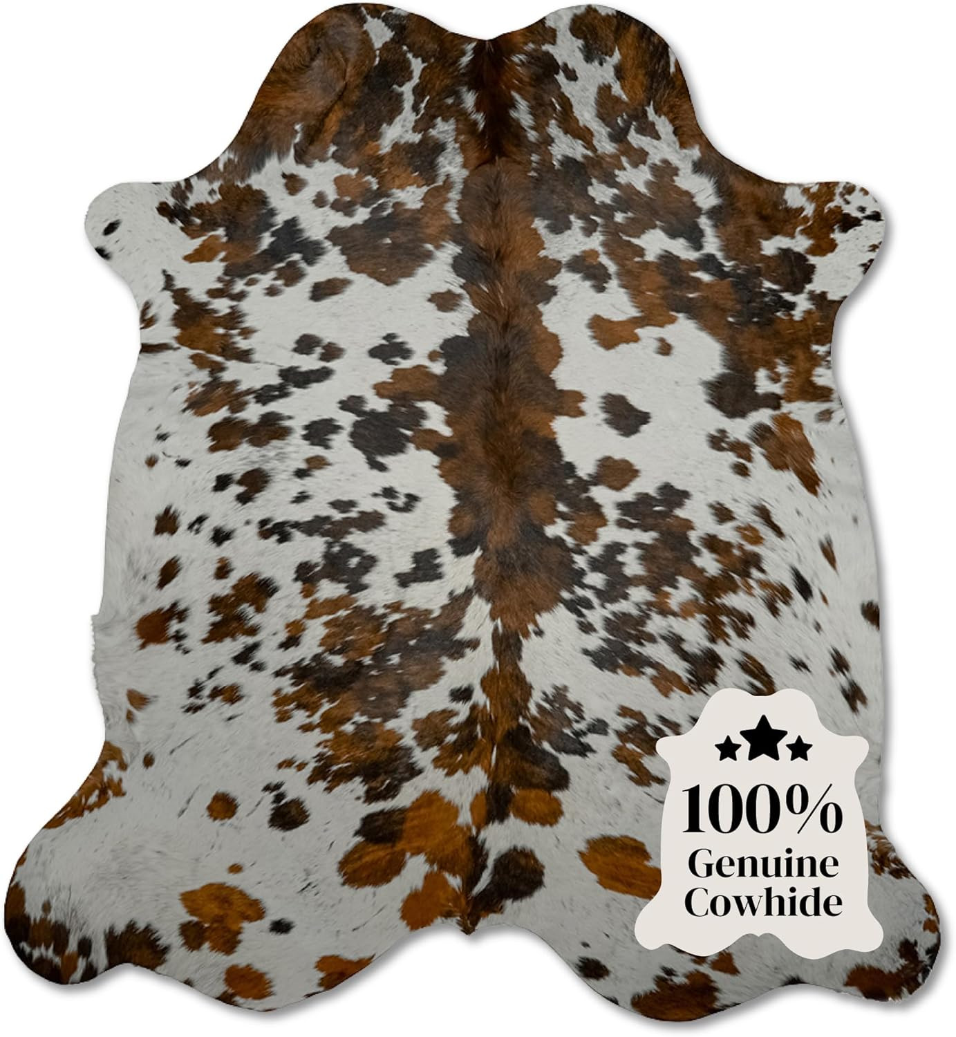 Tricolor Luxury Cowhide Rug 5×7 Ft – Soft Genuine Hide for Modern Interiors