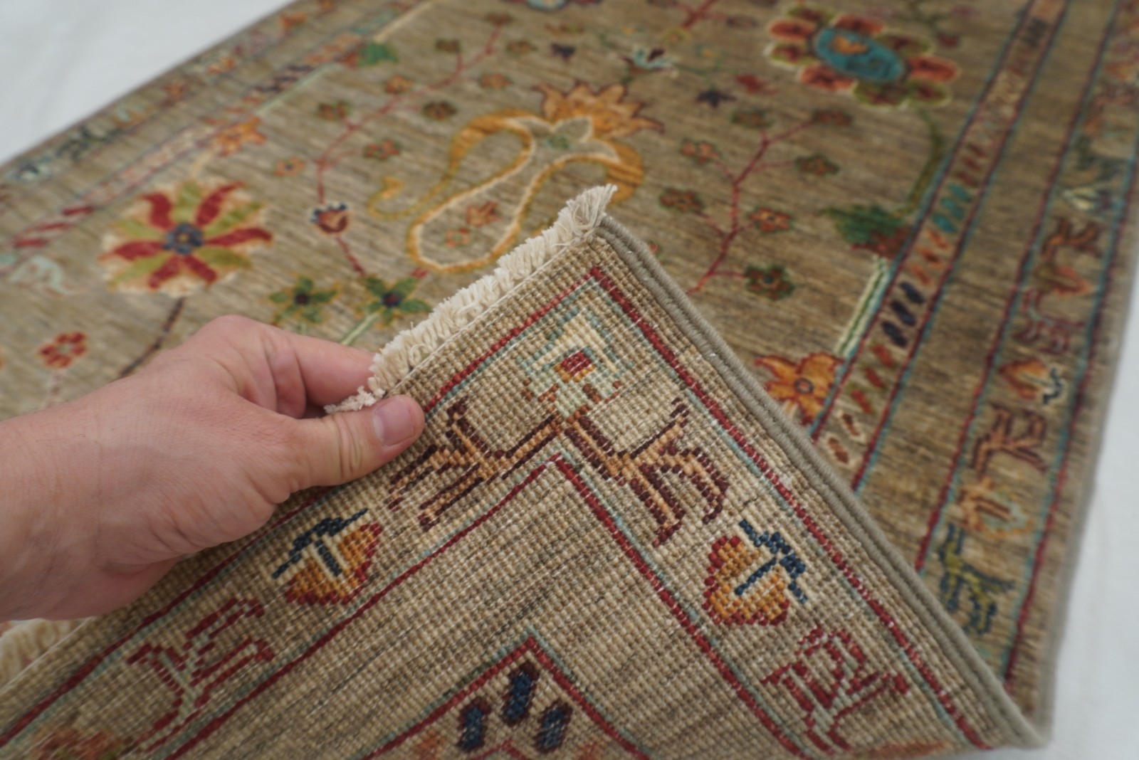3×4 ft Green Waziri Afghan Hand Knotted Small Area Rug