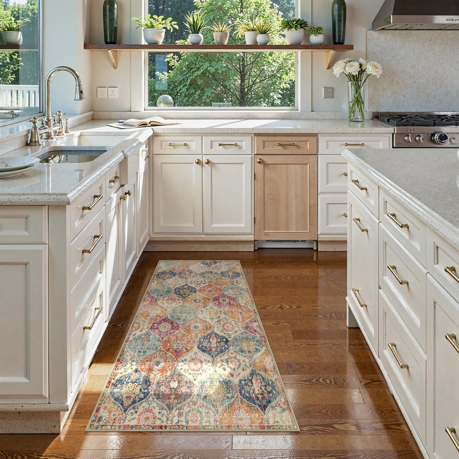 Kitchen Rugs Non Slip Washable Rugs for Entryway, 2X4 Rug Non-Slip Moroccan Trel
