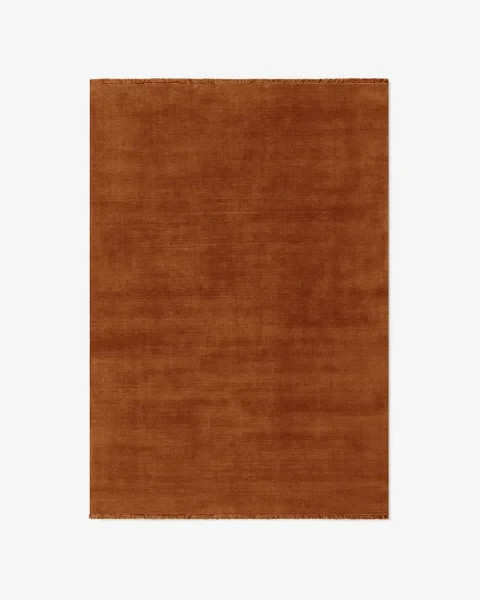 Nordic Knots Mohair Rust Rug High-Craft Hand-Finished Wool Blend Luxury Area Rug