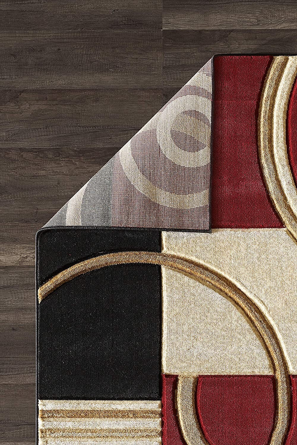 Carpetas Alfombras Para Sala De Casa Habitacion Moderna Rojo Beige 5’3” x 7’2”