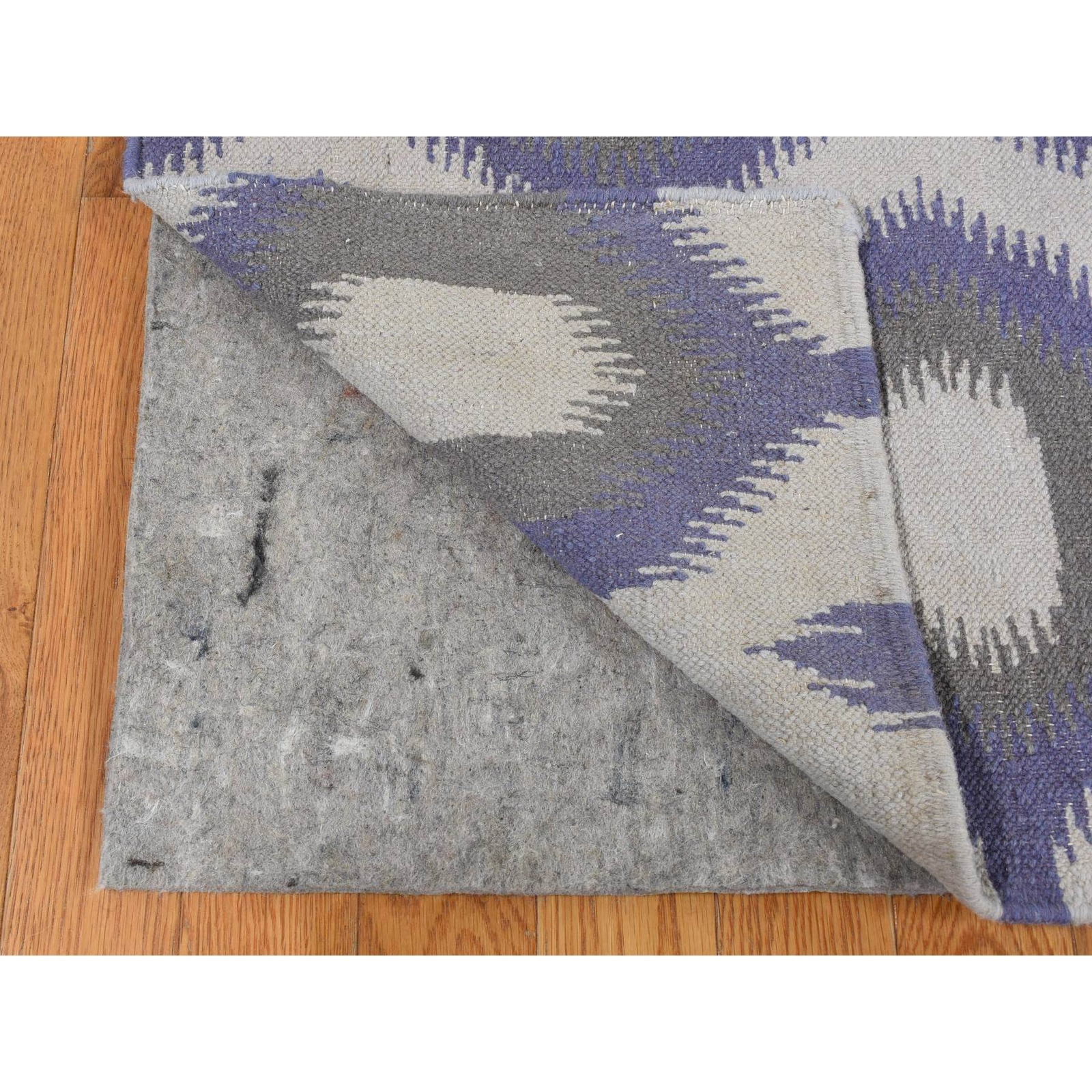 8’10″x12’2″ Blue Kilim Flat Weave Hand Woven Wool Reversible Rug R87860