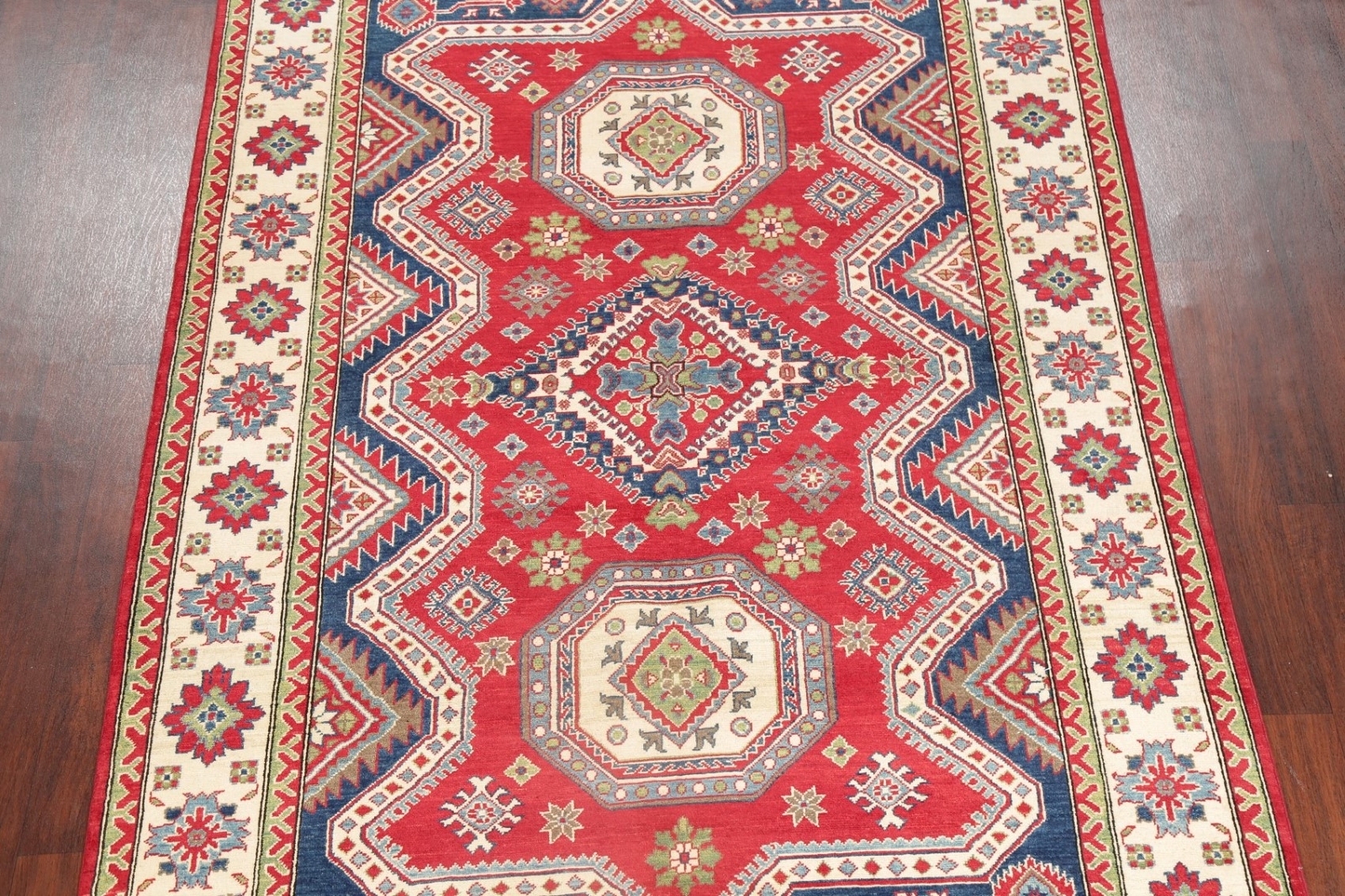 Geometric South-west Super Kazak Oriental Area Rug Hand-made Living Room 7’x10′