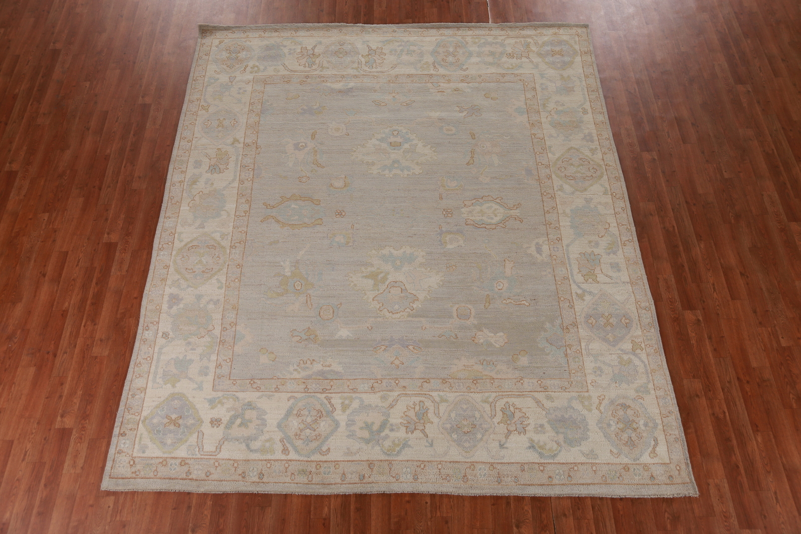 Vegetable Dye All-Over Patterned Oushak Wool Handmade Rug 8×10 ft Turkish Carpet