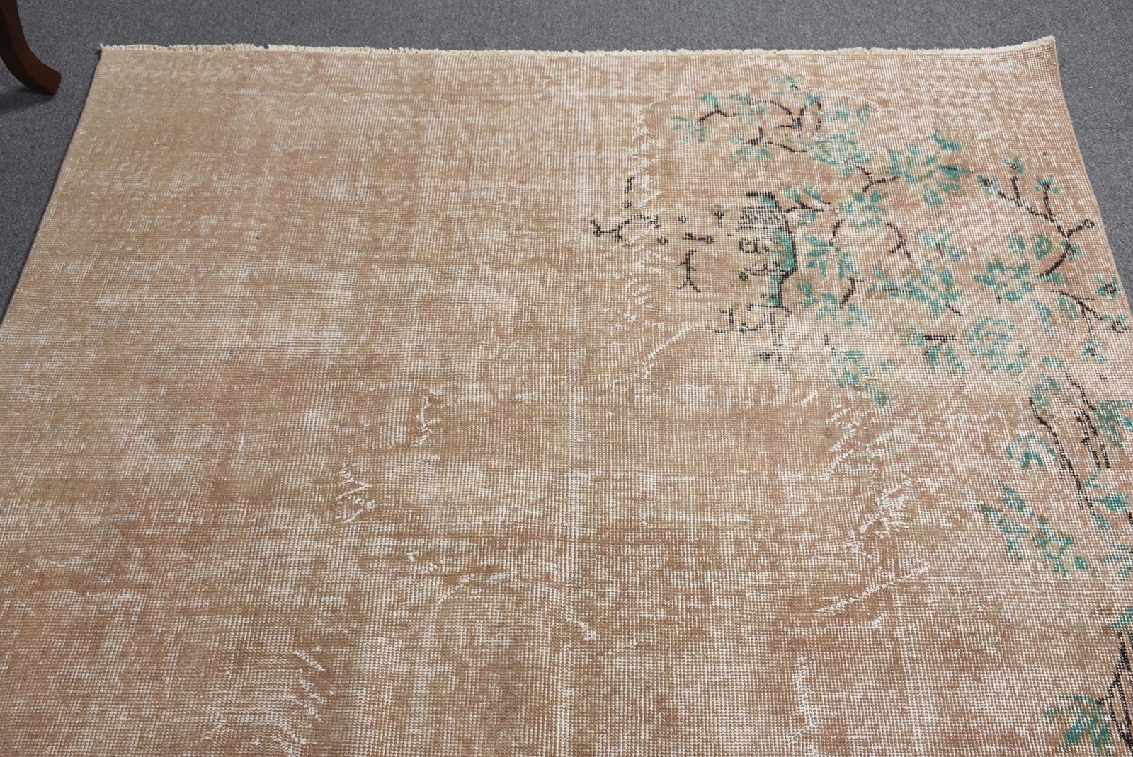 Turkish 5,2×9,3 ft Rug, Large Vintage Rug, Brown Green Handmade Rug