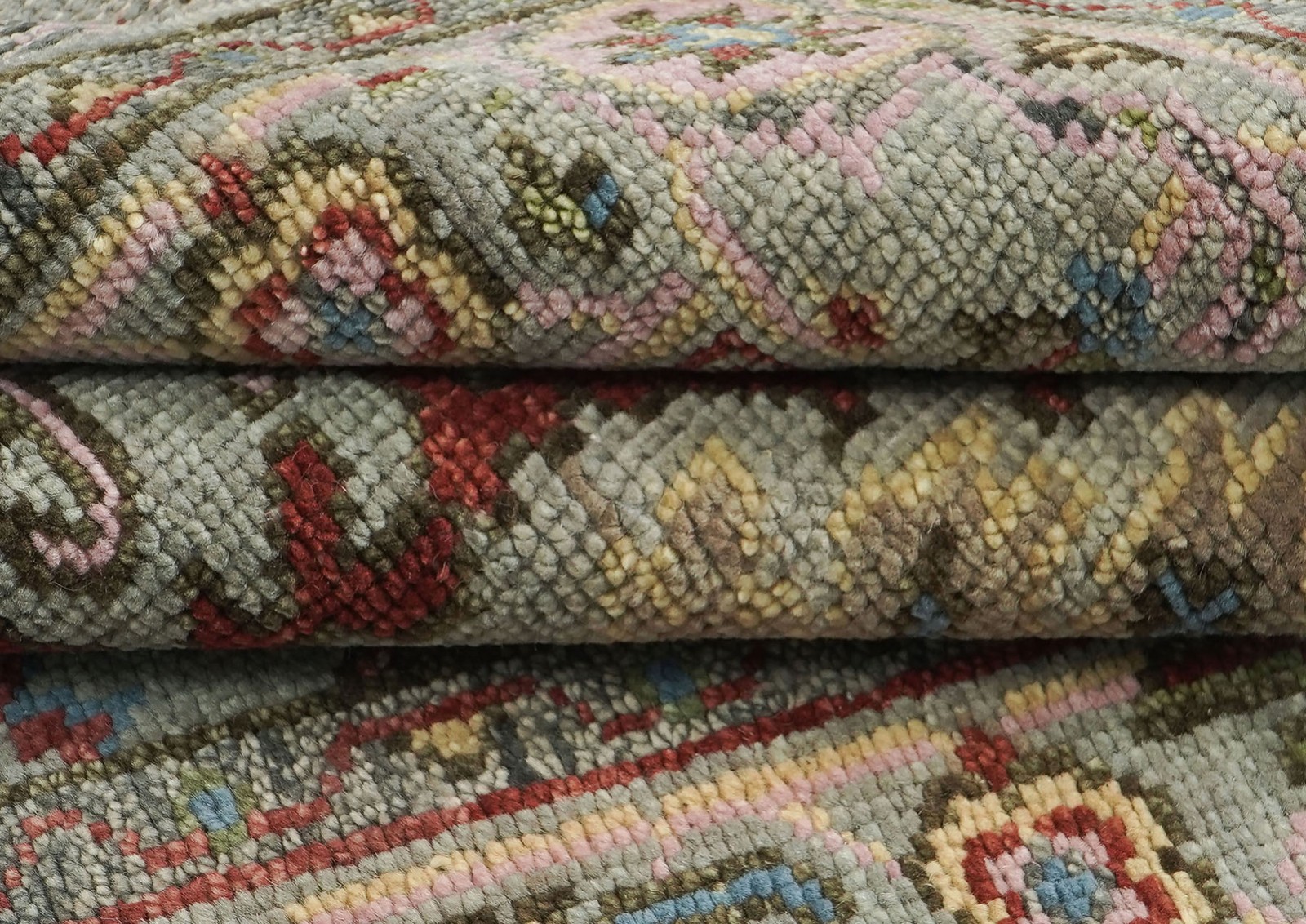 5×8 Hand Knotted Wool Moss, Gray Oushak Arts & Crafts Rug