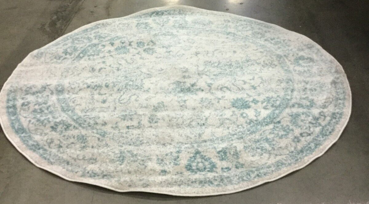 IVORY / LIGHT BLUE 6′ X 6′ Loose Thread Rug, Reduced Price 1172649665 ADR109L-6R