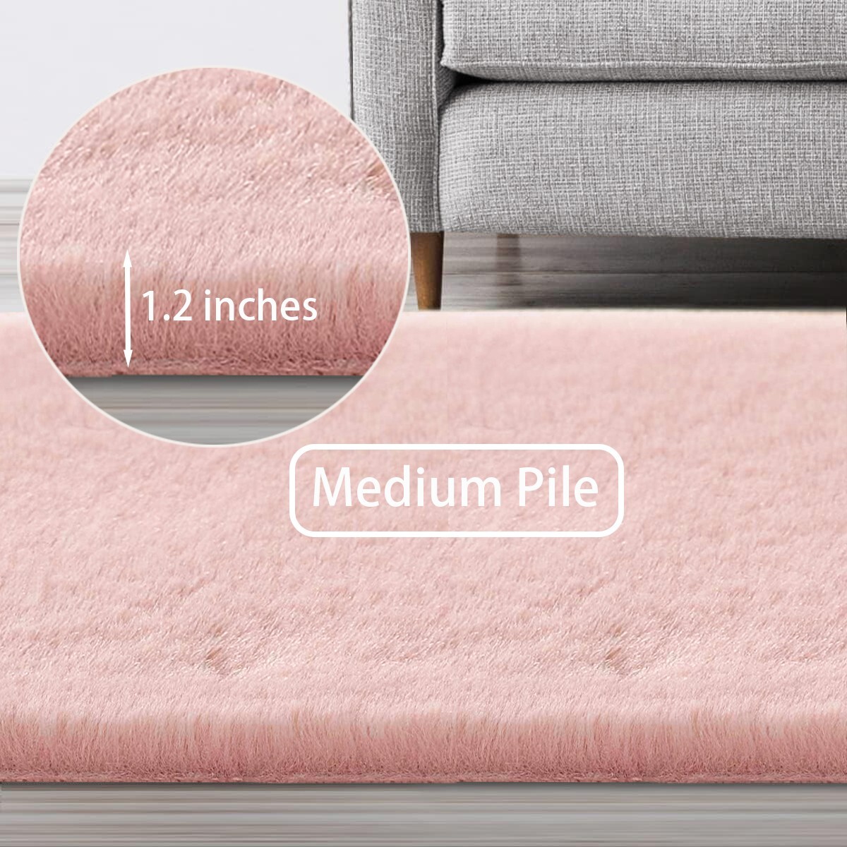 Fluffy Fuzzy Faux Rabbit Fur Area Rug Washable Rug Luxury Furry Soft Rug Pink