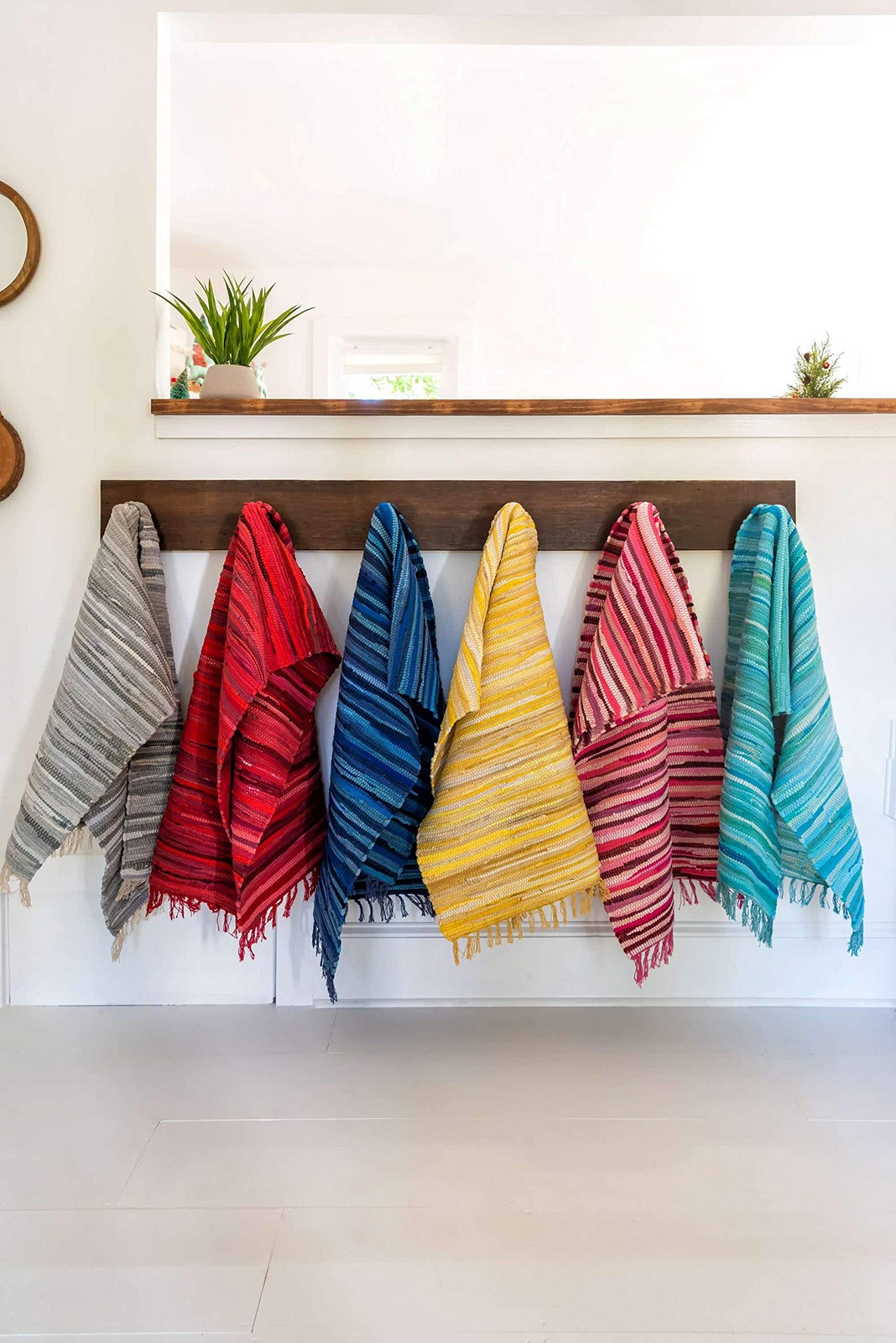 Unique Loom Chindi Cotton Collection Soft Hand Woven Natural Fiber Striped Area