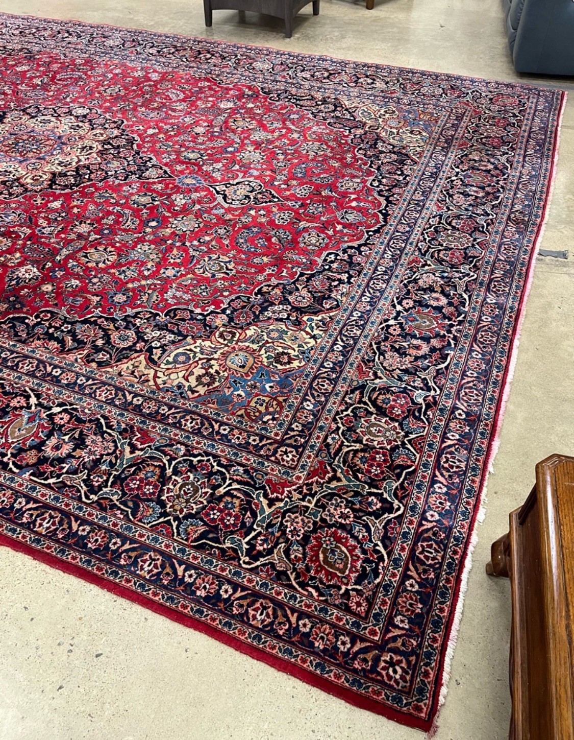 VINTAGE KASAN ORIENTAL HAND KNOTTED RED FLORAL WOOL AREA RUG 11’x16’ $7K VALUE
