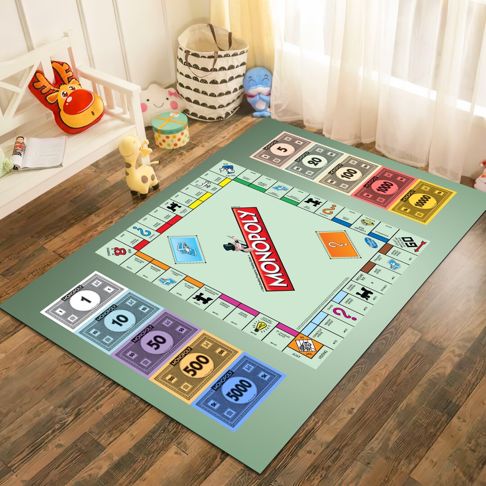 Monopoly Rug, Monopoly, Entertainment Rug, Game Rug, Board Game Rug, Gaming Rug,