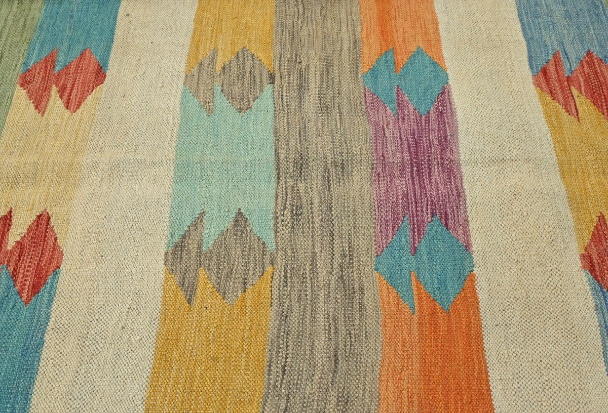 7X10 ft Reversible Multicolored Geometric Kilim Oriental Rug Flat-Woven Carpet