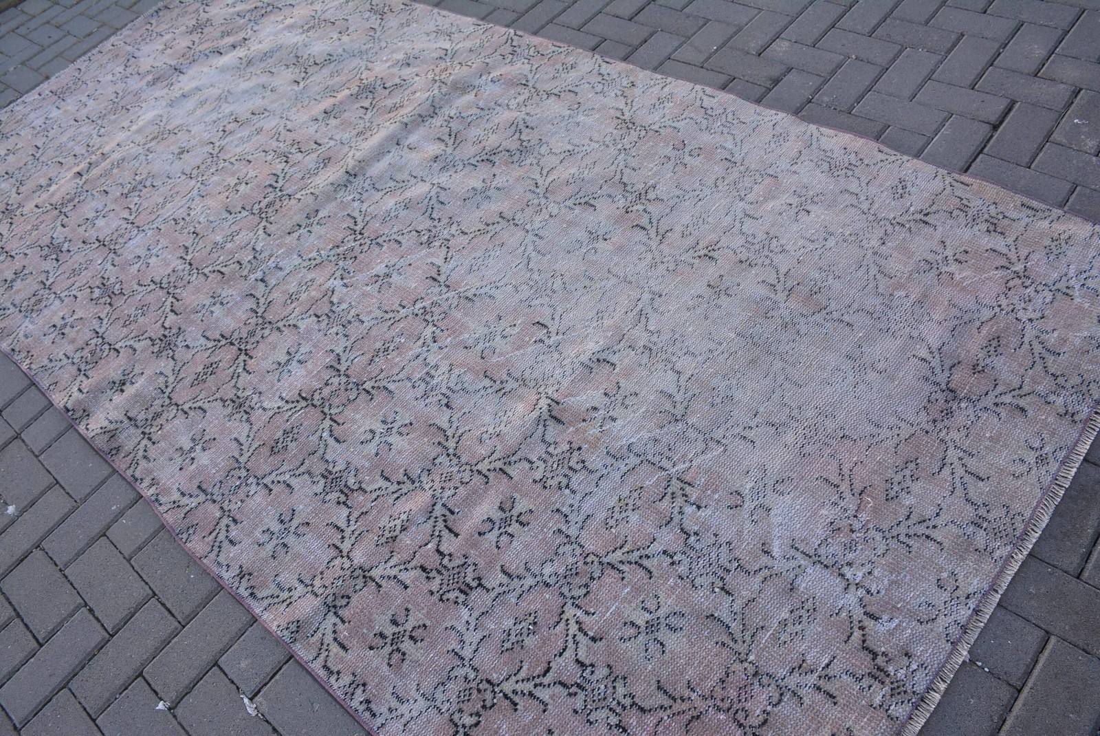 5,1×10,1 ft Rug, Vintage Turkish Rug, Gray Floral Rug