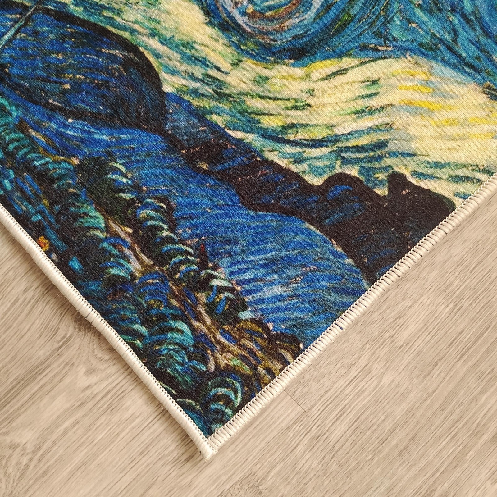 StarryNightRug, VanGoghArt, ArtisticCarpet, HomeDecor, BohoStyle, LivingRoomRug