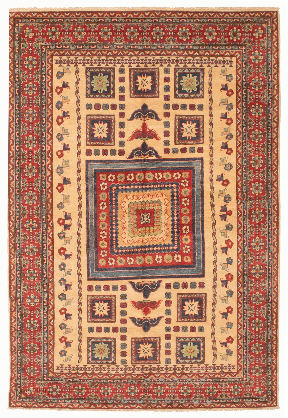 Traditional Ivory Hand-knotted Area Rug 6’6″ x 9’7″ Oriental Carpet