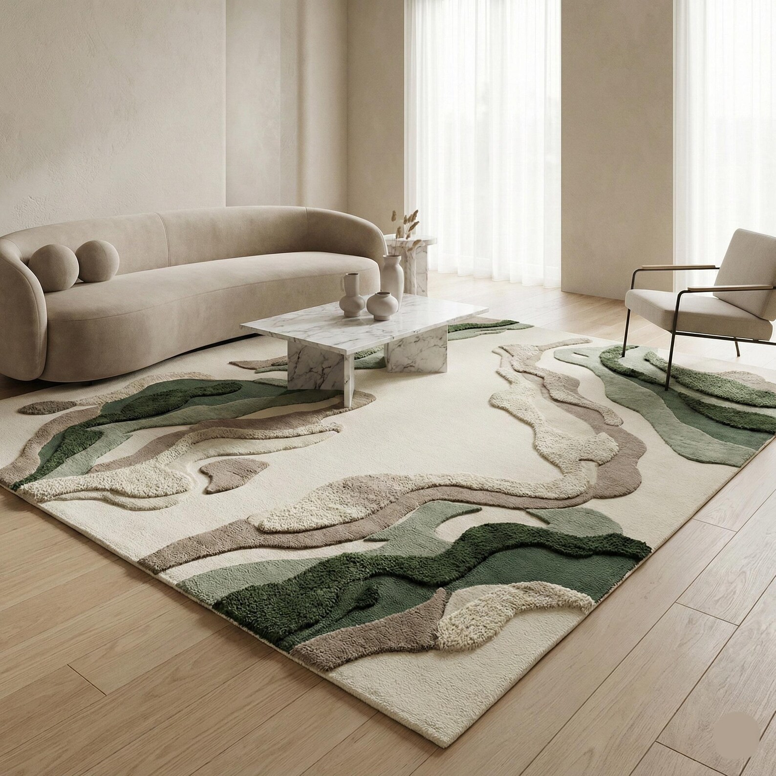 Hand-Tufted Organic Landscape Rug | Modern Abstract Area Rug in 100% New Zealand