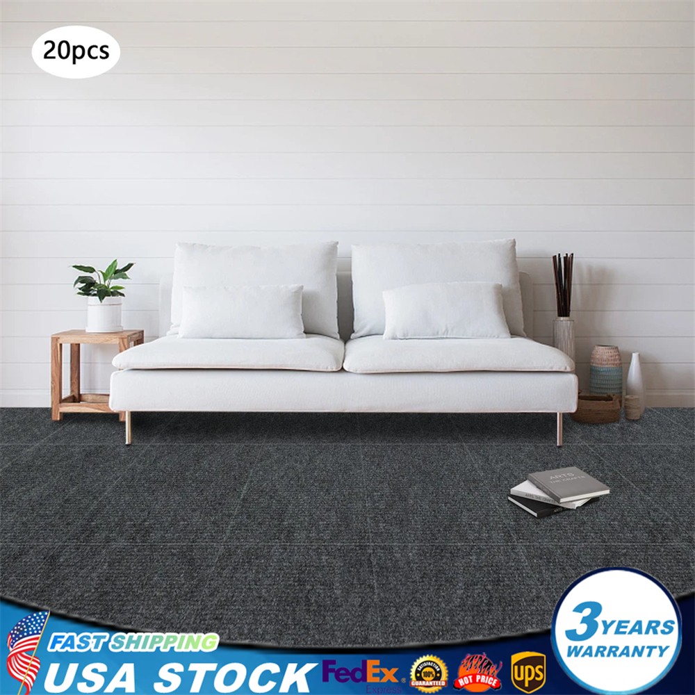 20 Pack Peel And Stick Carpet Tiles 4mm Thick & Soundproof Adhesive Carpet Tiles