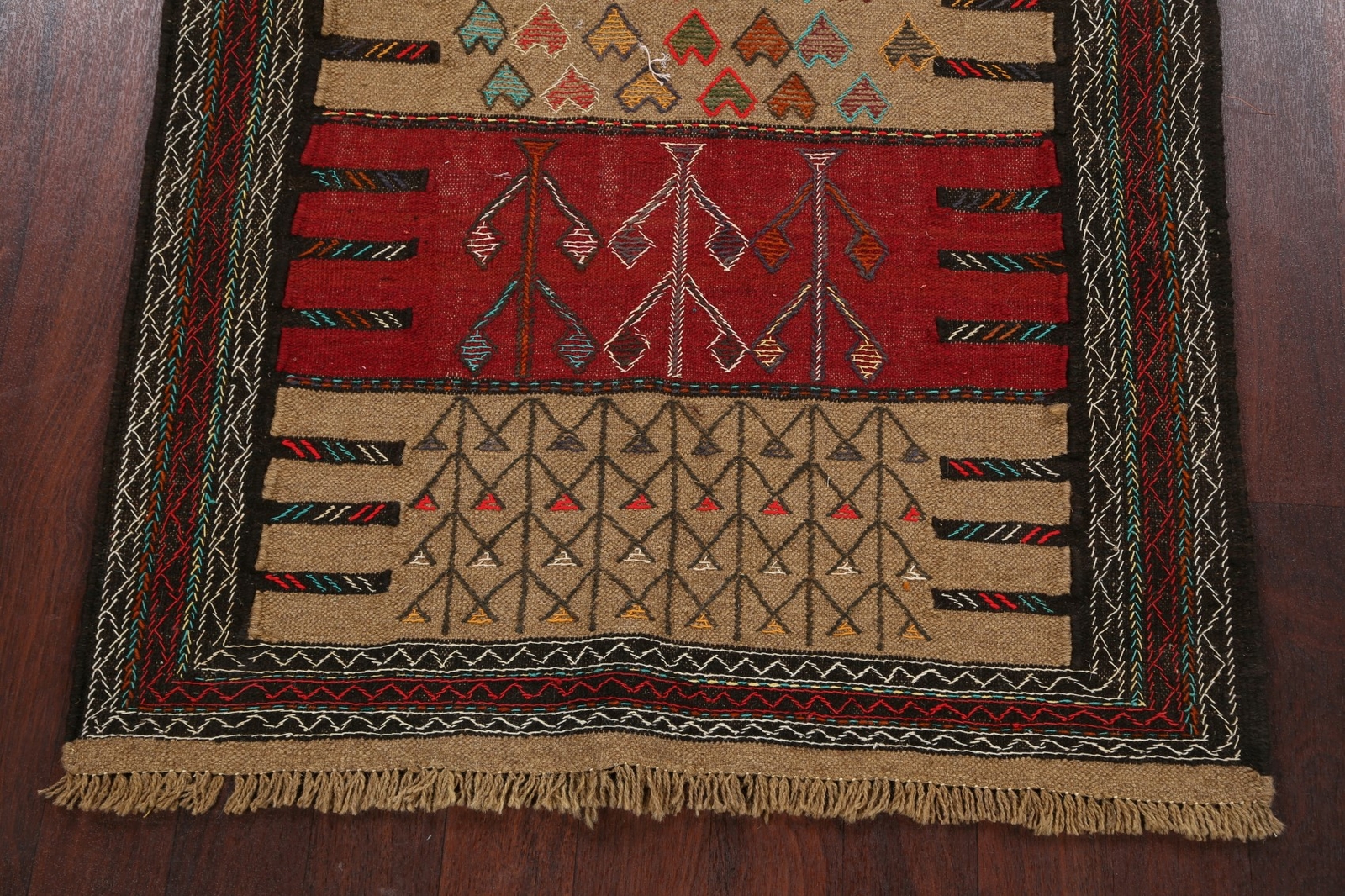 Tribal Geometric Sumak Kilim Hand-woven Wool 4×6 Area Rug Oriental Foyer Carpet