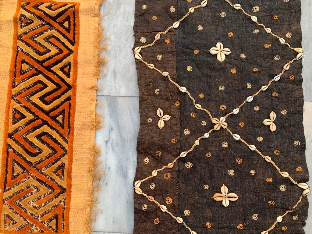 Vintage African Kuba Cloth, Natural Woven,Handmade Fabric,Two kuba Cloth 2×2 ft