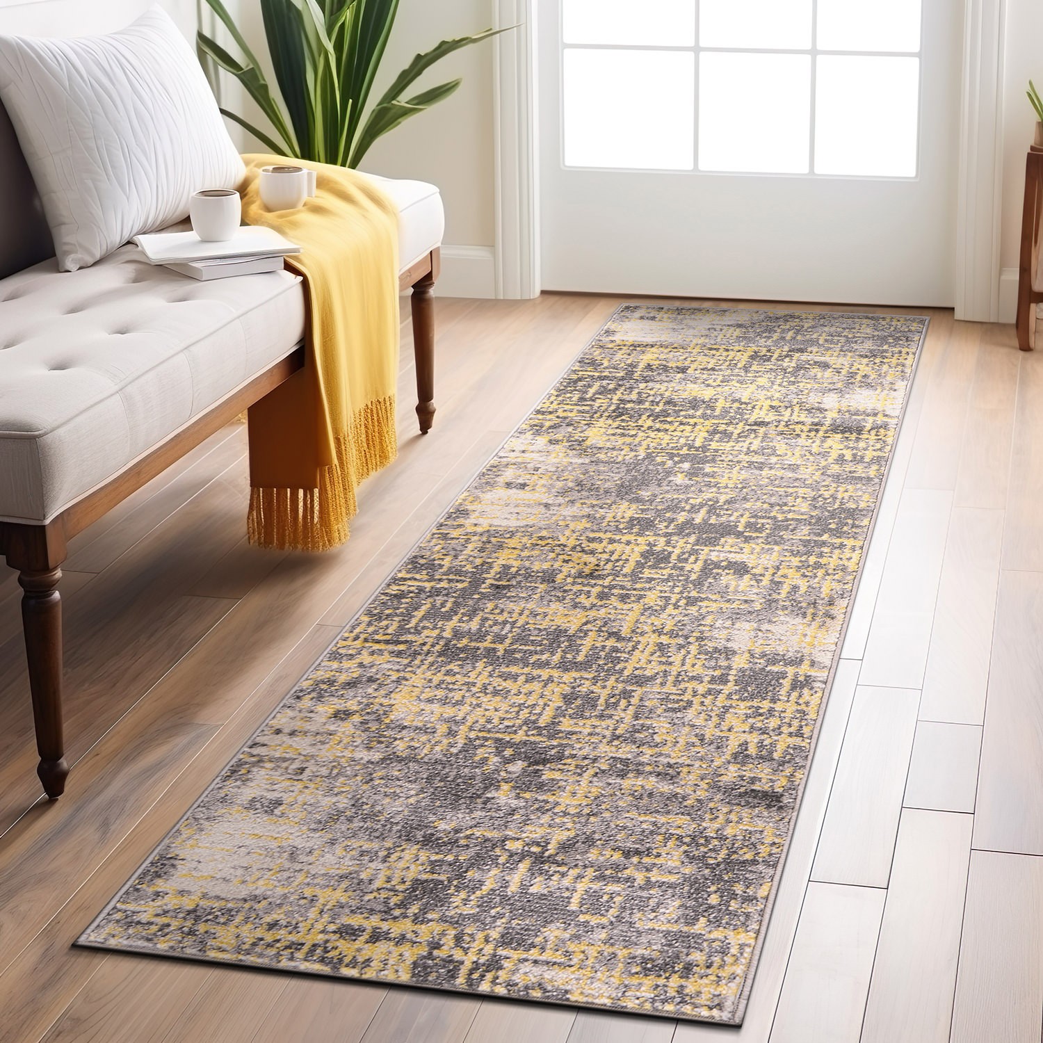Rugshop Runner Rug Distressed Abstract Design Hallway Rug Runner for Bedroom 2×7