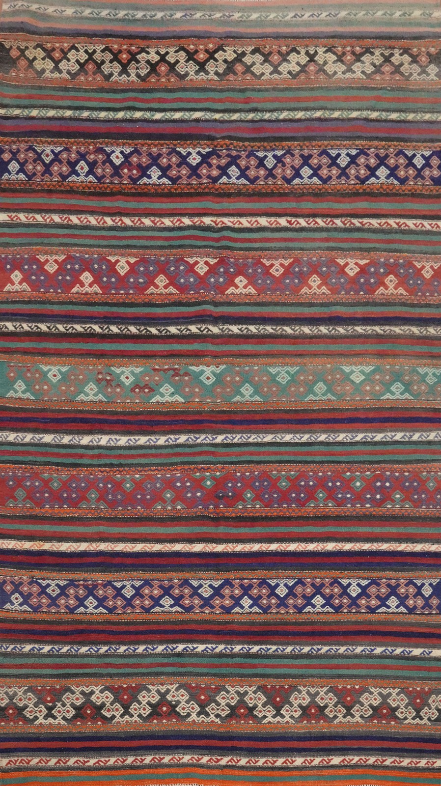Kilim Turkish Area Rug 5×10 Oriental Flat-weave Vegetable Dye Striped Carpet