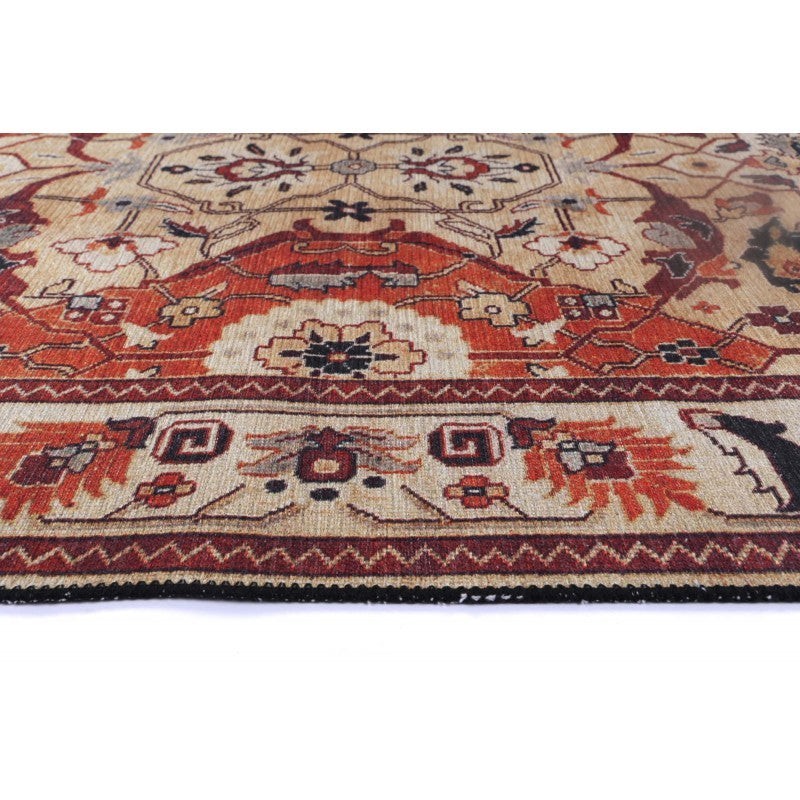 Traditional Beige Red Orange Black Floral Rectangle Area Rug 200×290 cm