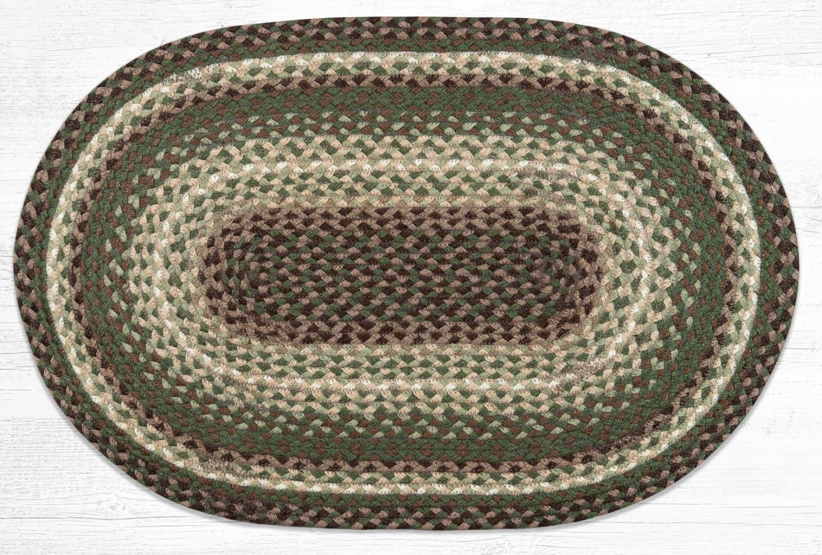 Taupe, Dark Brown, Cactus Green Braided Jute Oval Rug 20″ x 30″, C-786, Country