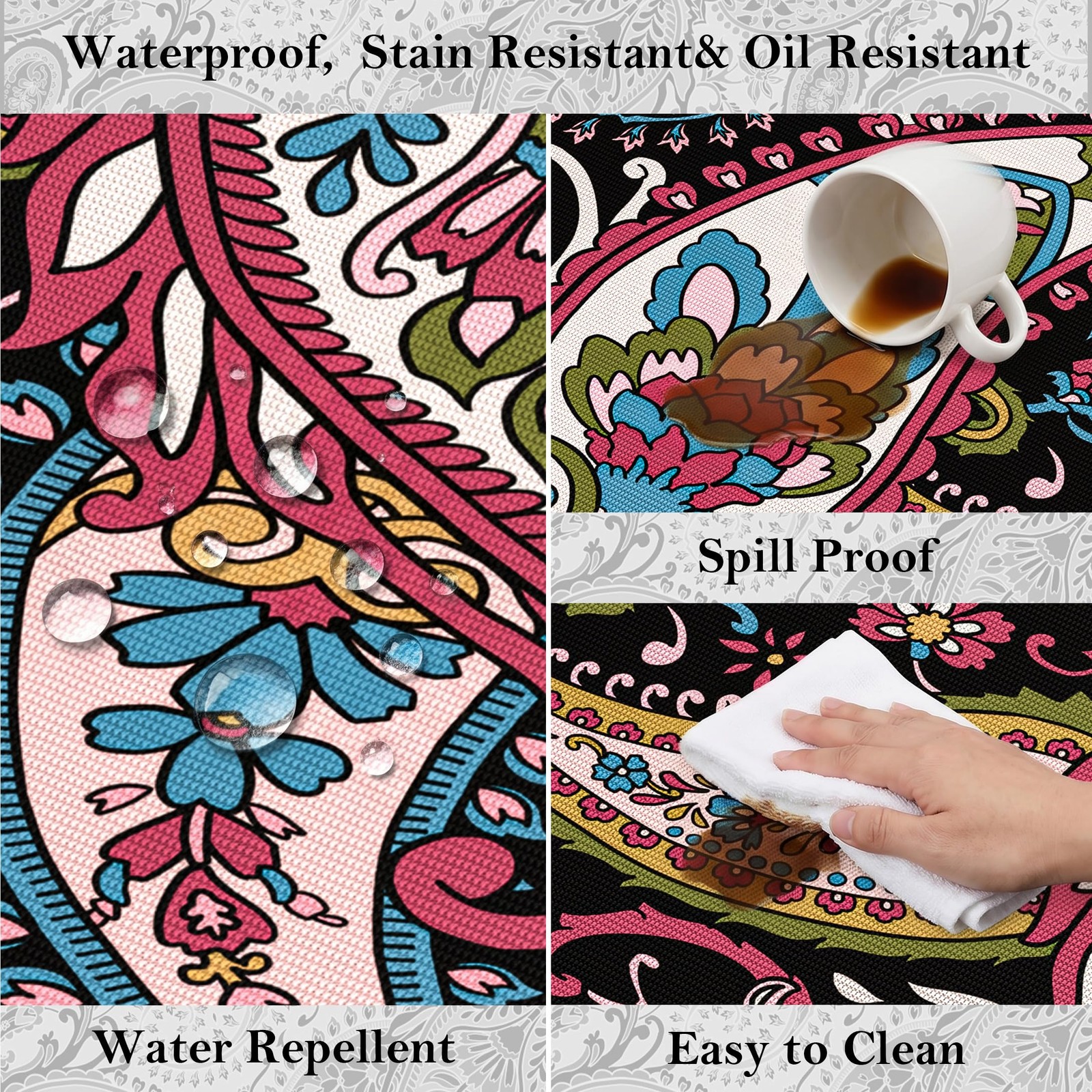 Paisley Outdoor Rug Waterproof 6×9, UV Resistant Non Slip Patio Rug, Indoor O…