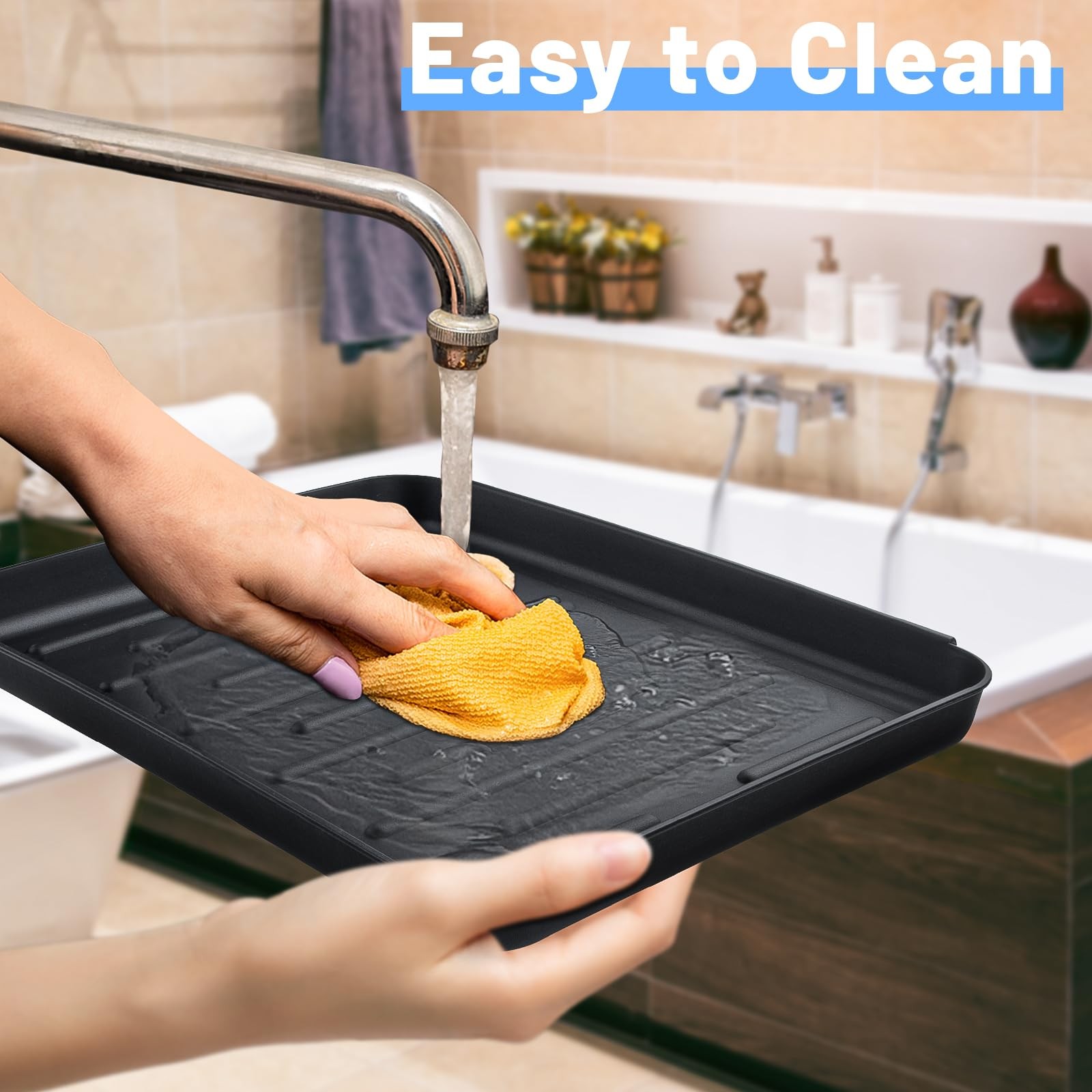 4 PCS Boot Tray Indoor Plastic Shoe Mat Raised Edge Waterproof Black