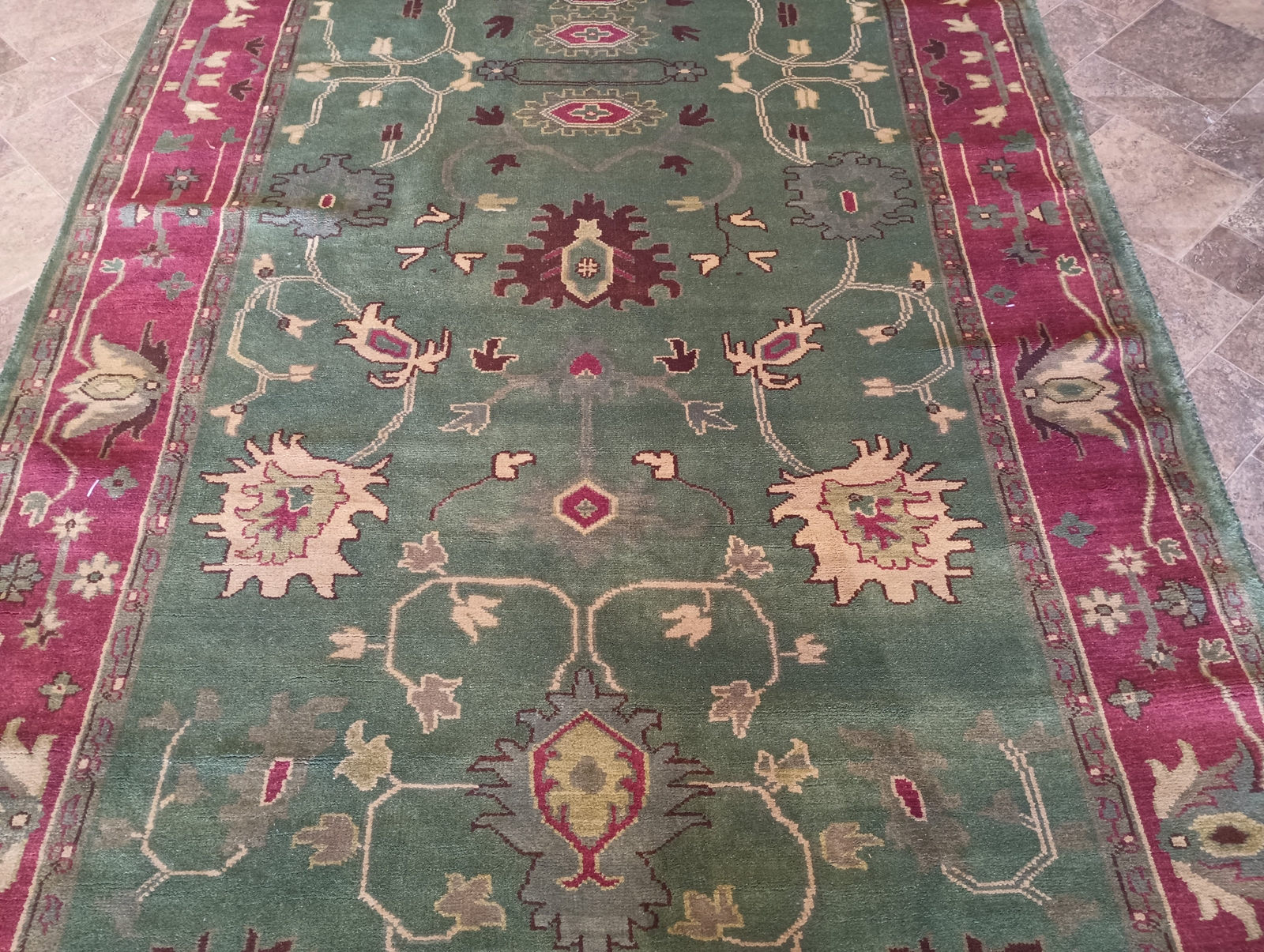 6×18′ Gallery Size New Handmade Rug GREEN ODD SIZE #F-5945