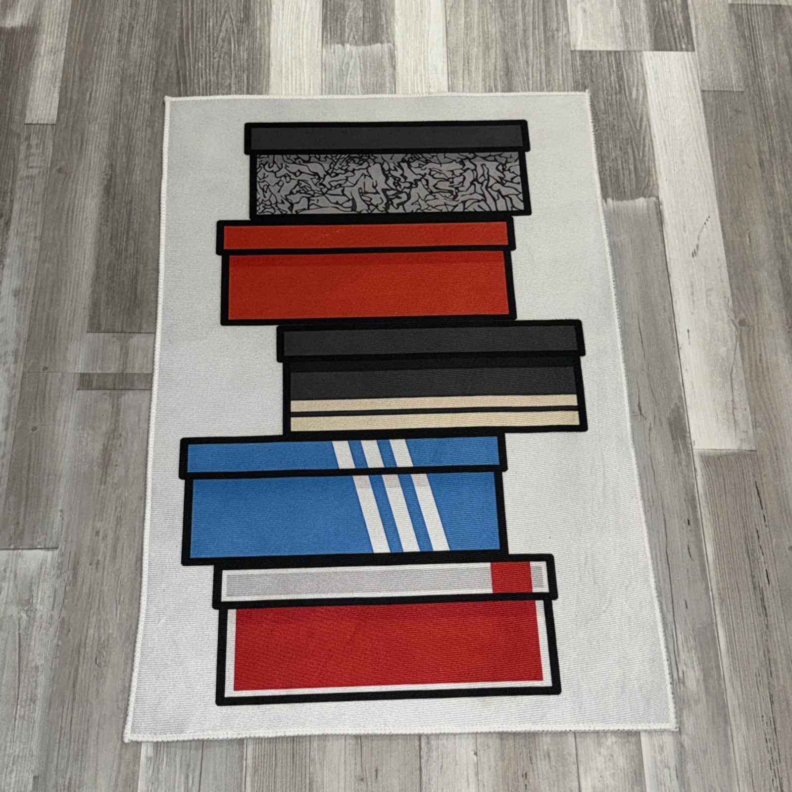 34×24” Shoebox Area Rug Adidas Nike Jordan Box Logos Sneakerhead Hypebeast