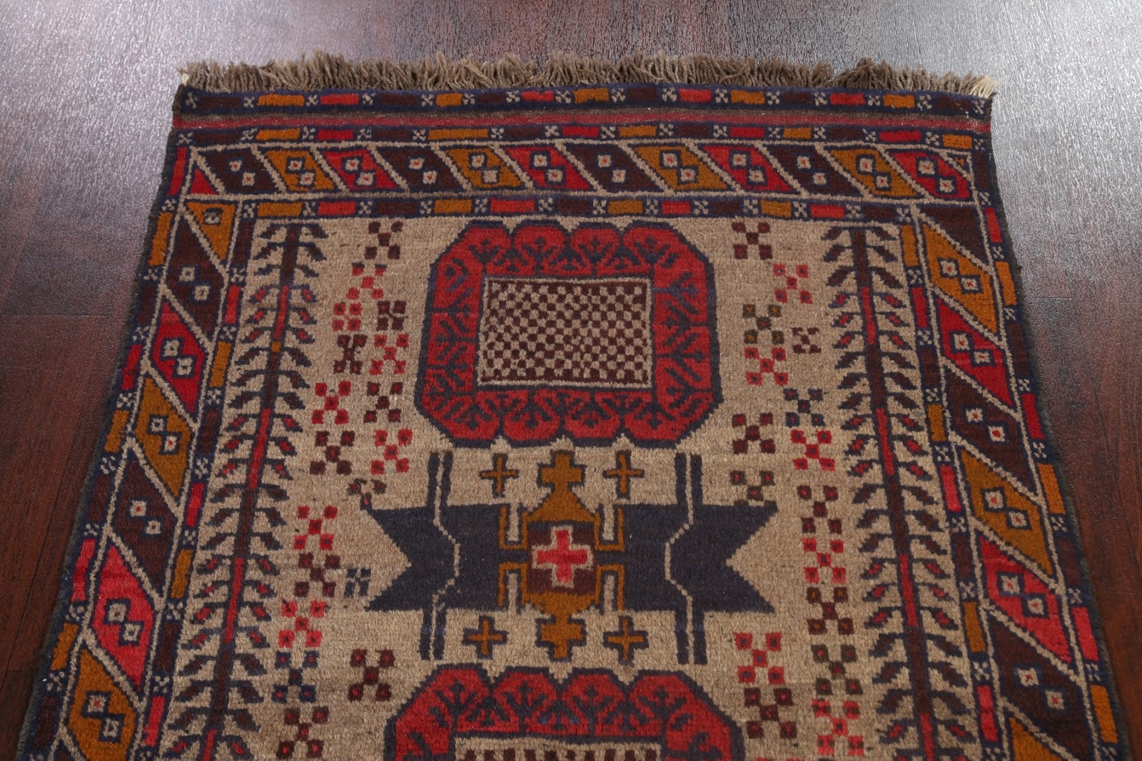 Geometric Tribal Style Balouch Afghan Hand-Knotted Accent Rug 3×6 ft