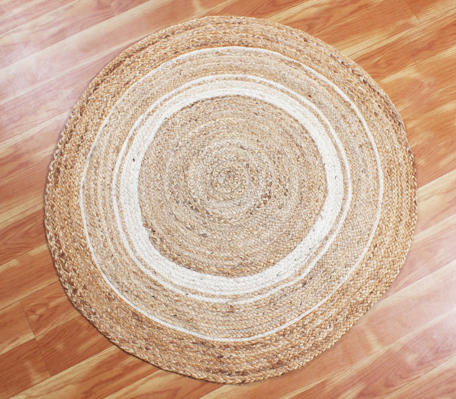 Handmade Beige Circle Jute Area Rugs Modern Living Room Kitchen Carpets 3×3 ft