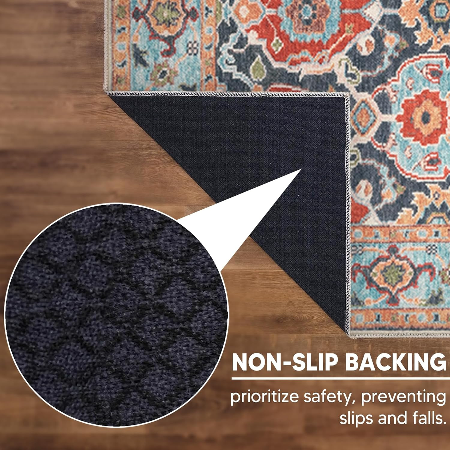 Vintage 48″x72″ Machine Washable Non-Slip Area Rug for Living & Dining Rooms