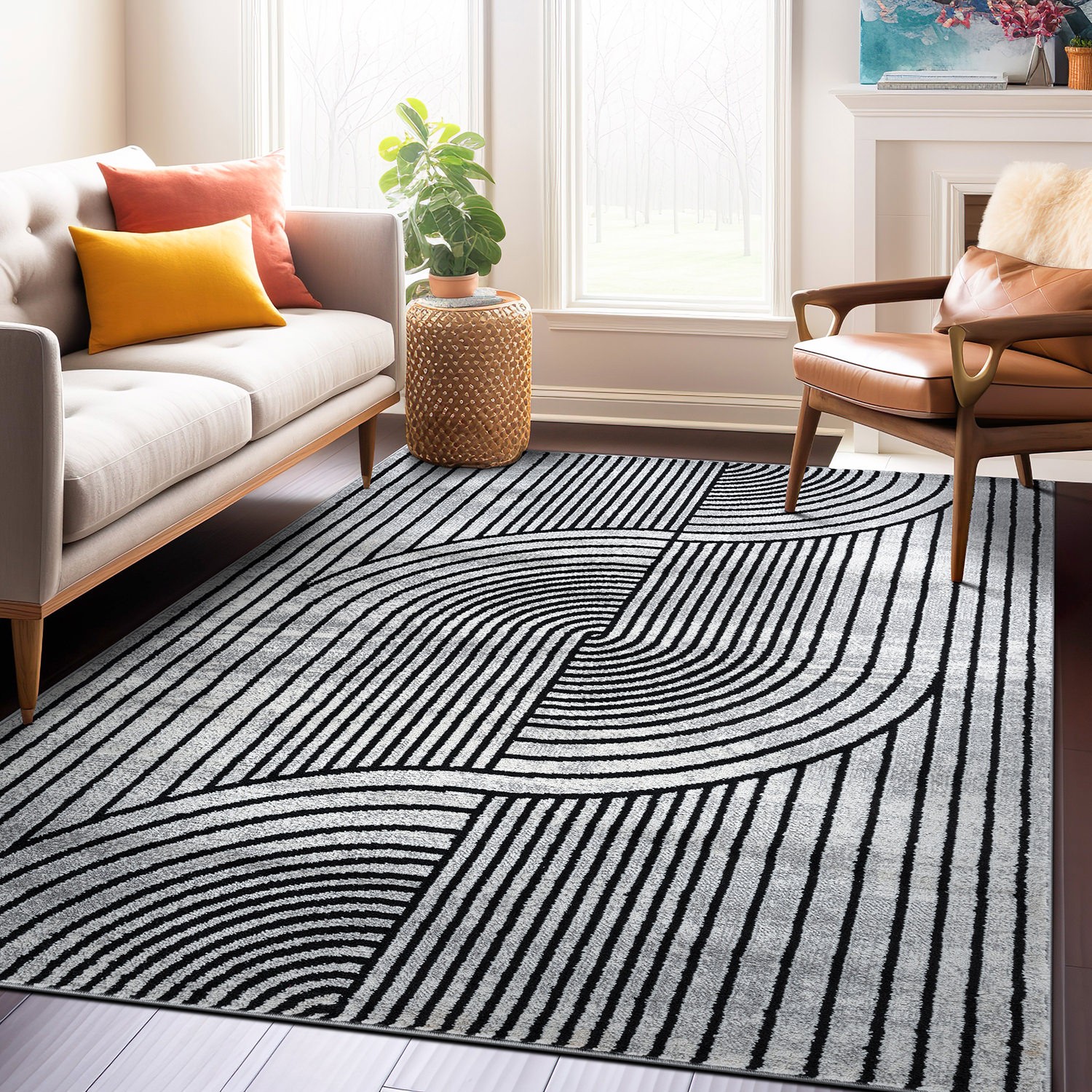 Rugshop Rugs Modern Arch Knot Design Area Rug Dining Room Rug Turkish Rugs 8×10