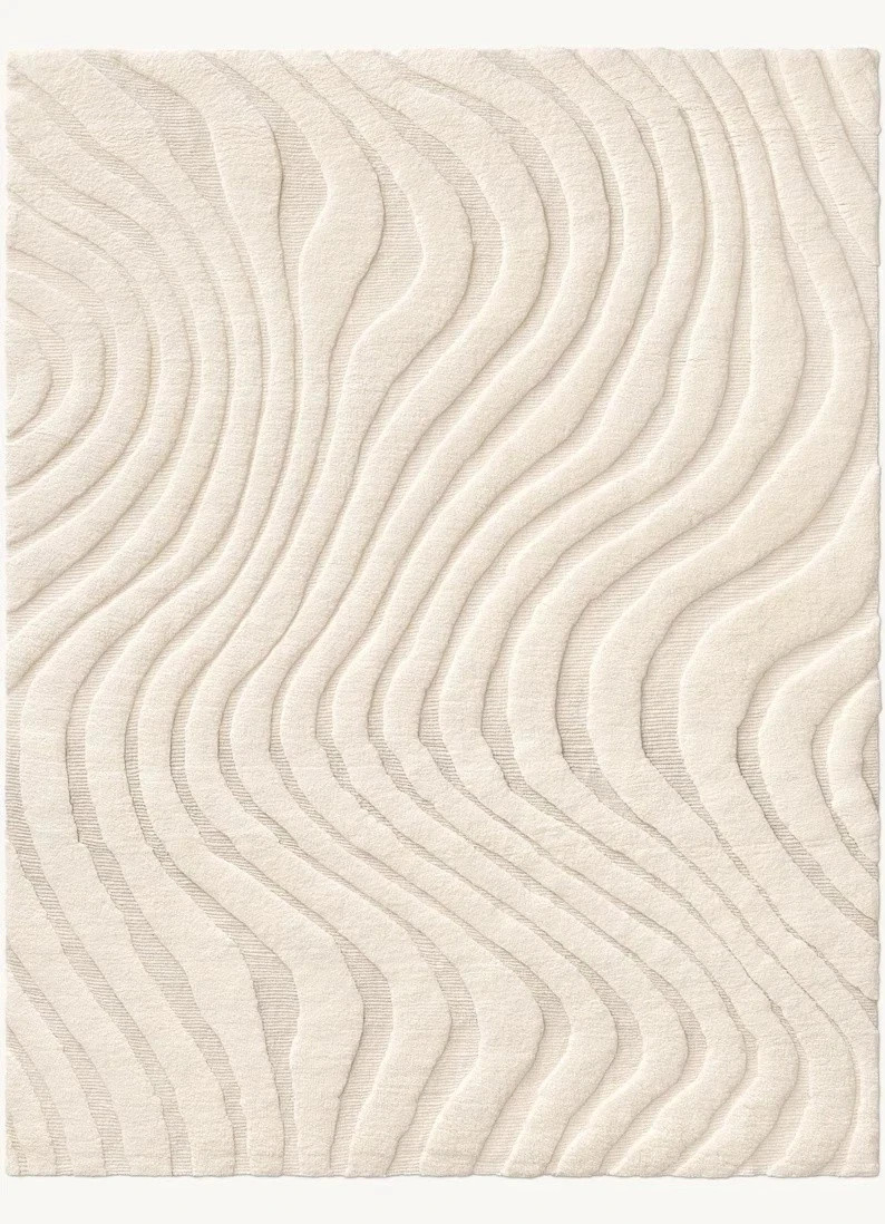 New Modern Hand tufted Rug New Zealand wool high-low Handmade Ivory Color Rug
