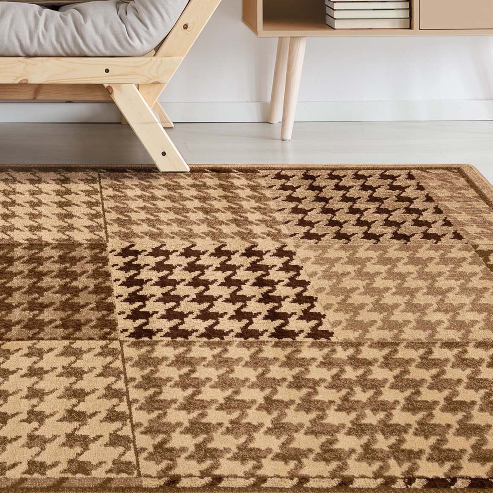 Abstract Checkered Geometric Border Colorfast Power Loomed large Indoor Area Rug