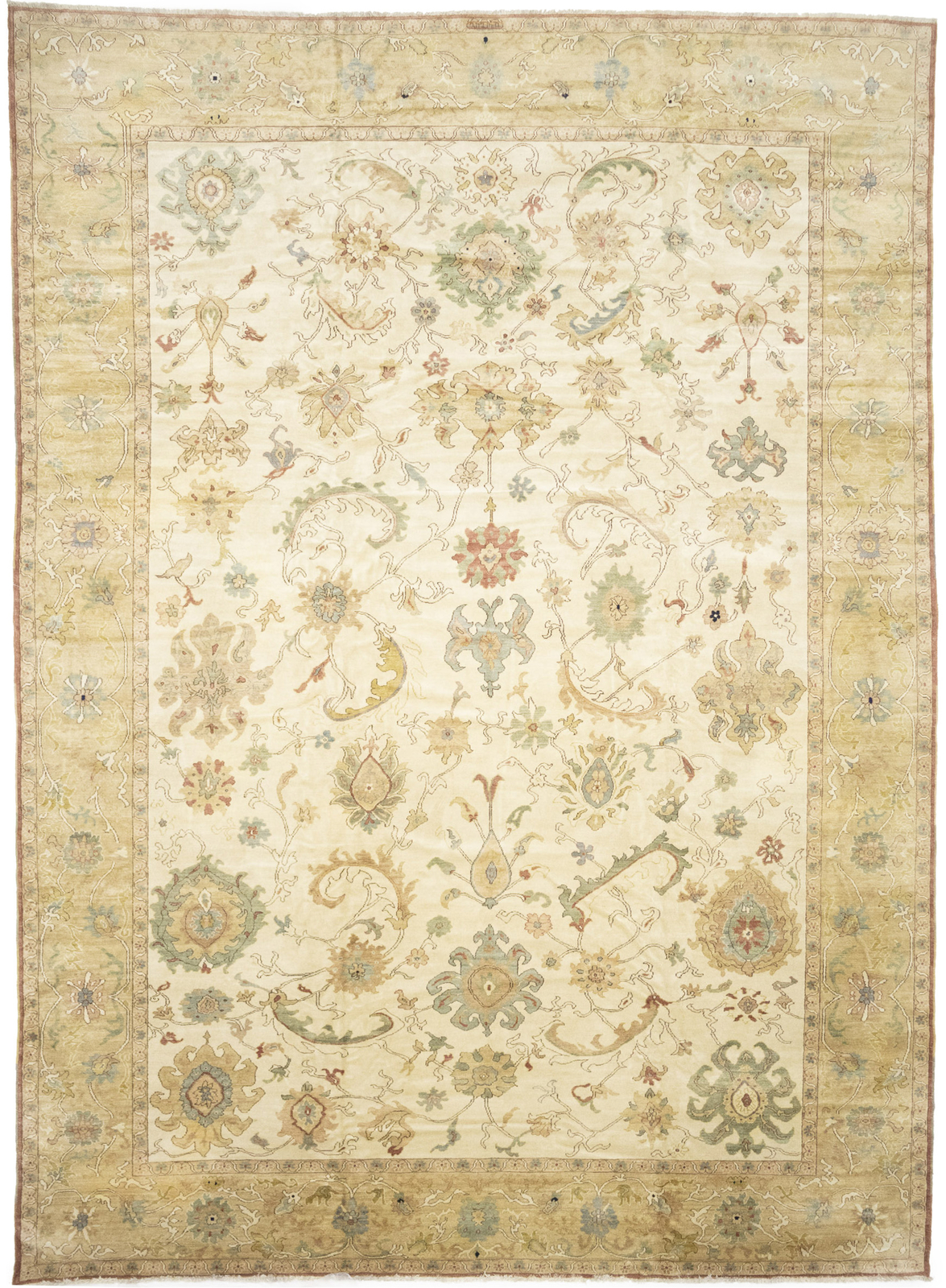 Handmade Oversized Oushak Turkish Oriental Rug Floral Style Carpet 12’6X17 ft