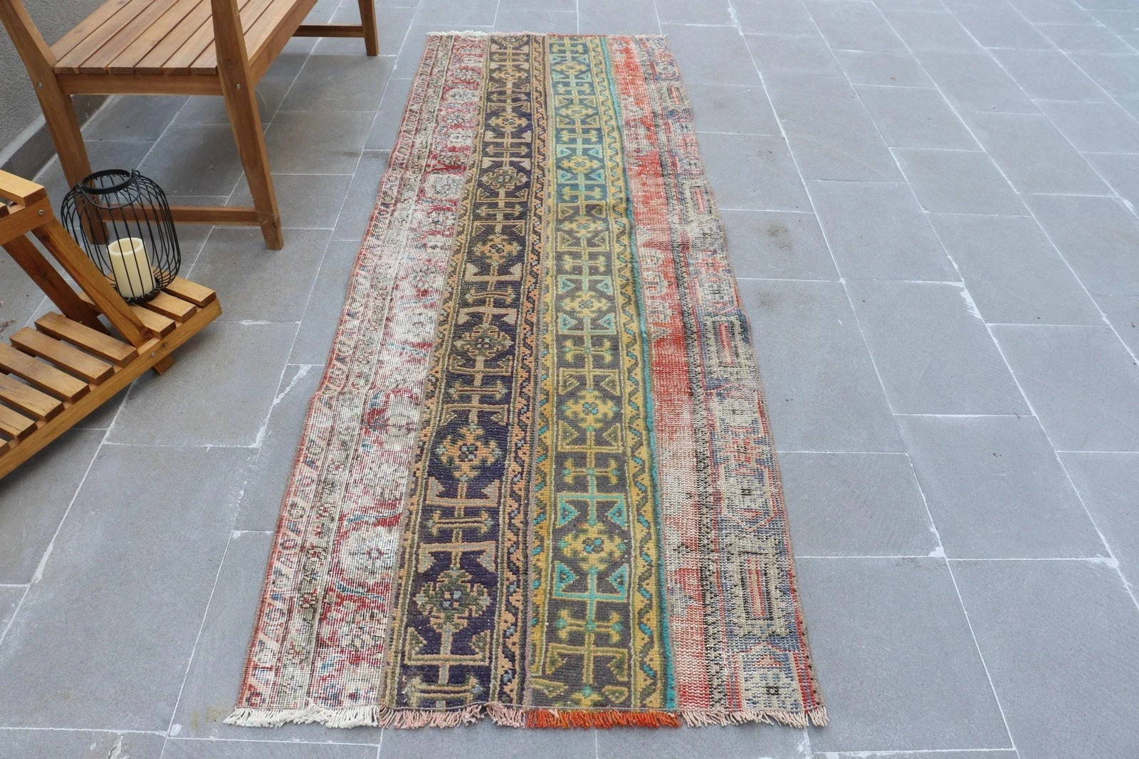 Vintage 2,9×8,4 ft Runner Rug, Turkish Rug, Rainbow Moroccan Rug