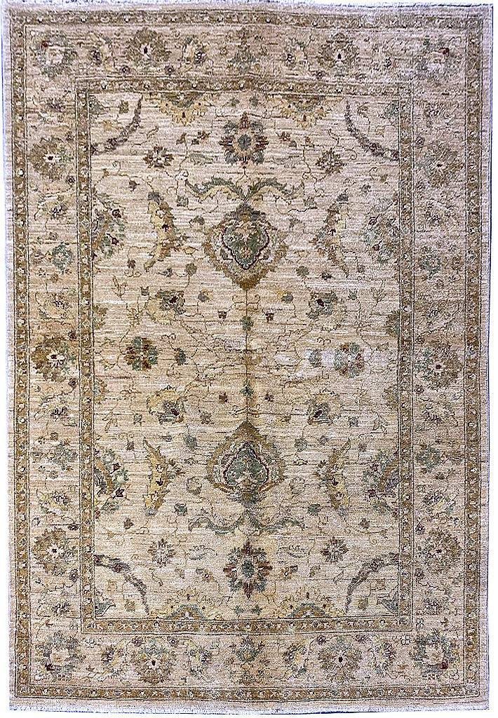 5×7 Chobi Peshawar Ziglar Rug Neutrals #PIX-HT-9484