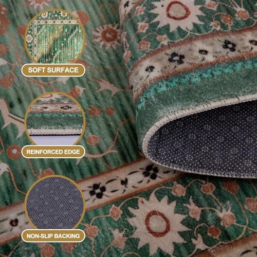 Vintage Texture Area Rug, Machine Washable, Anti-Slip, Stain Resistant, Soft