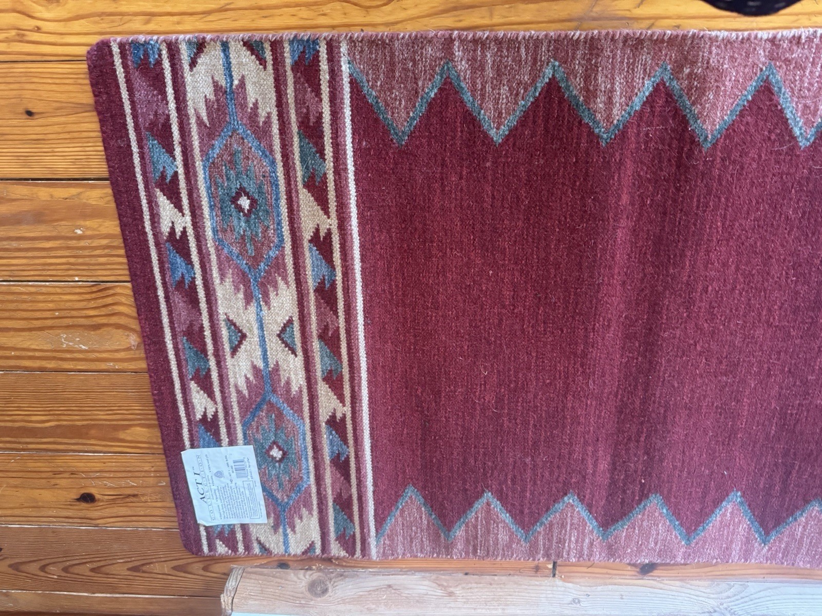 Vintage Handwoven Wool Geometric Indian Dhurrie Rug ACT I Collection 2.6×4.2ft