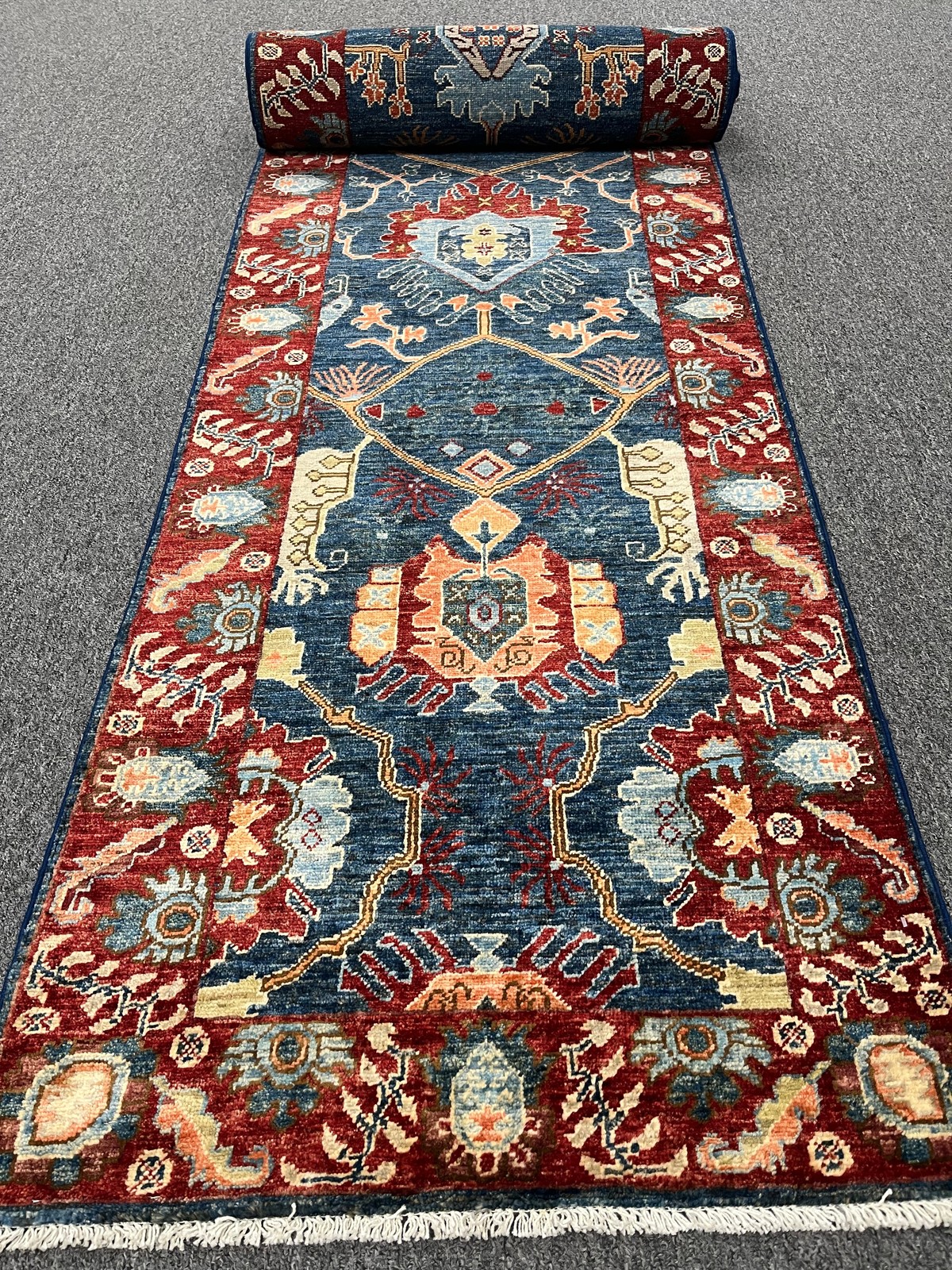 2′ 5″X18 Afghan Bijar Handmade Wool Runner Rug # 14197