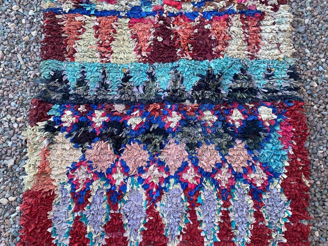 3’4×6’2 ft Moroccan Boucherouite Assorted Handmade Vintage Rug Berber Area Rug