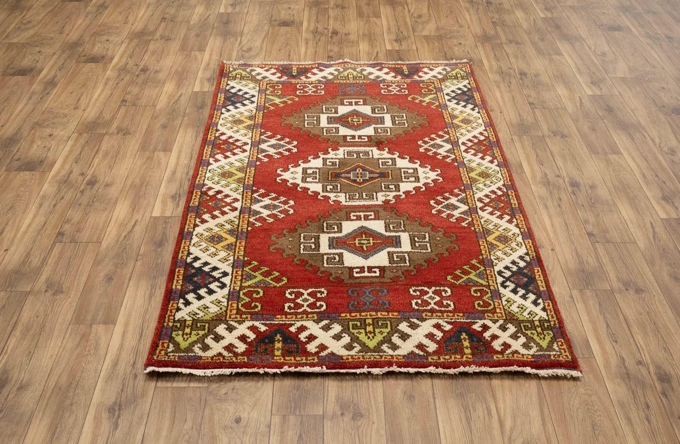 Handmade Kazak Oriental Rug Geometric Tribal Style Wool Carpet Pakistan 4×6 Ft