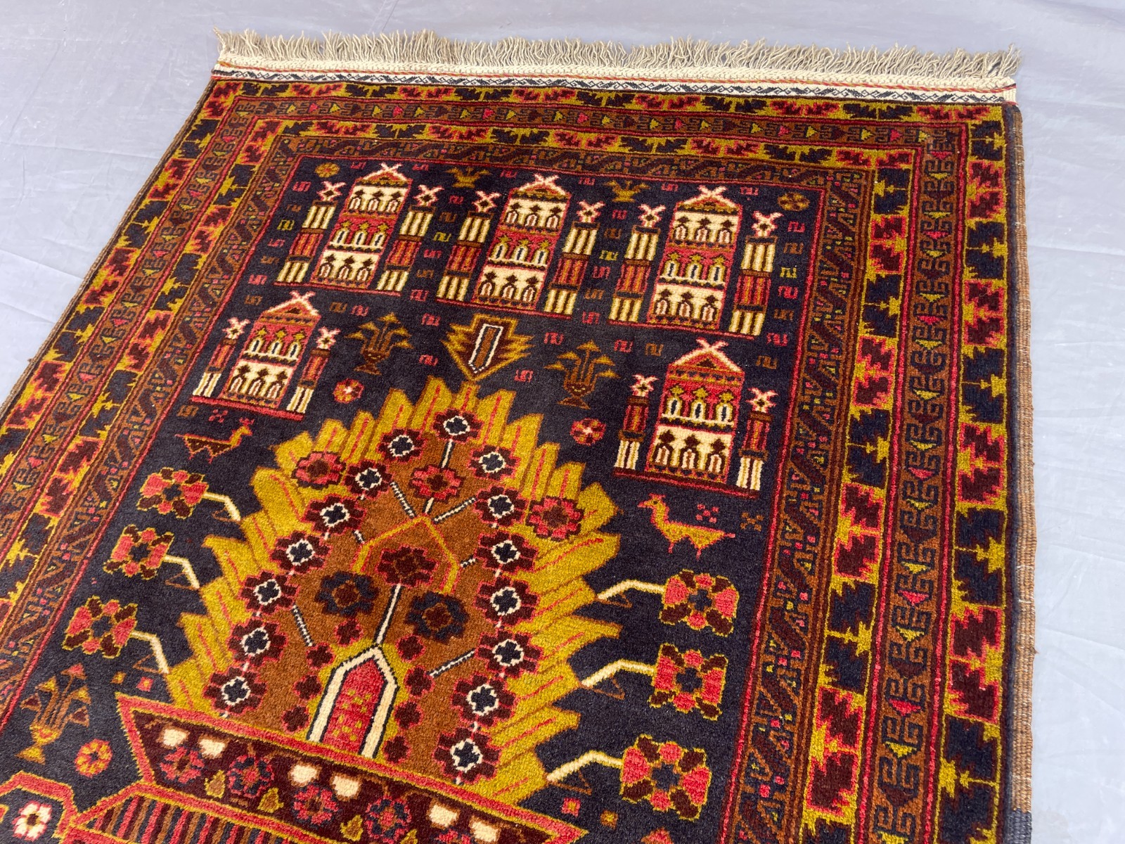 3×5 Handmade Baluchi Pictorial Floral Rug Vintage Tribal Wool Accent Carpet