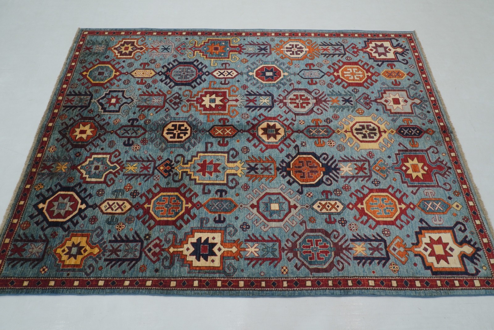 5×7 ft Blue Oushak Afghan Hand Knotted Wool Area Rug