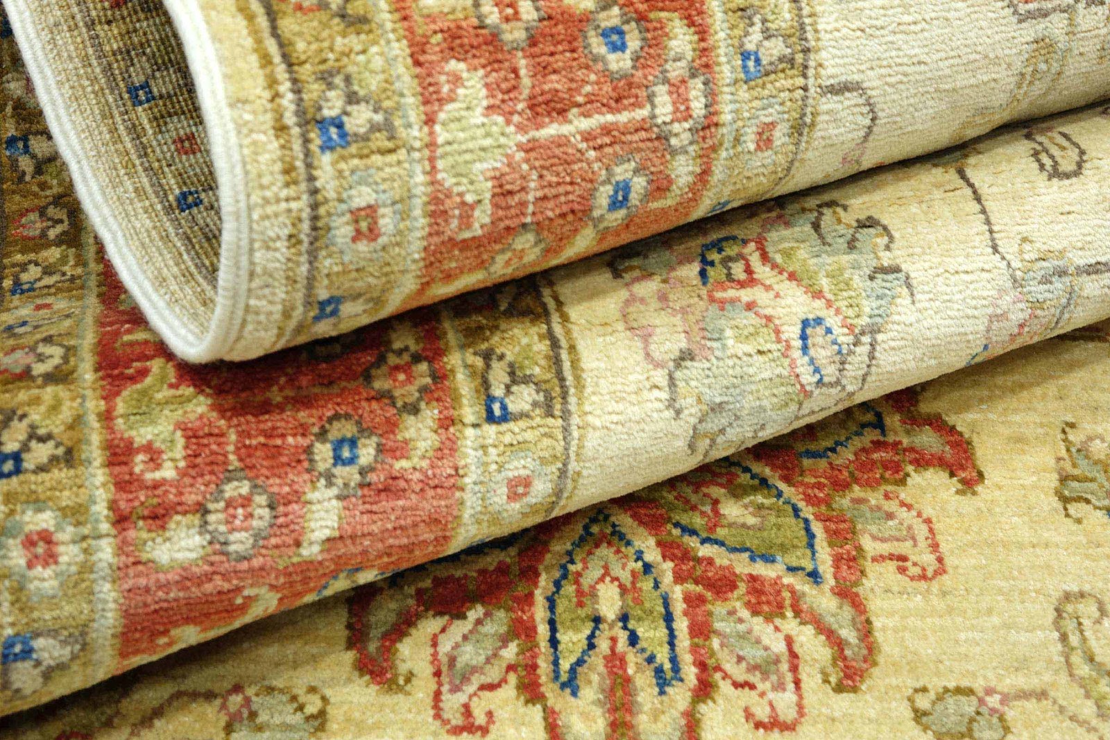 Afghan Fine Ferahan Ziegler Carpet 90×200 Hand-knotted Beige Floral Orient