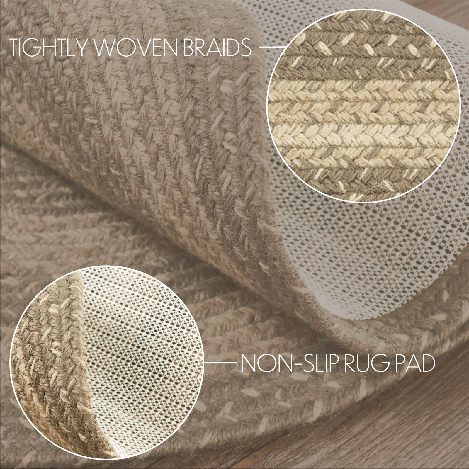 Accent Rug Cobblestone Jute Farmhouse 27×48 Oval No Slip Floor Mat VHC Brands