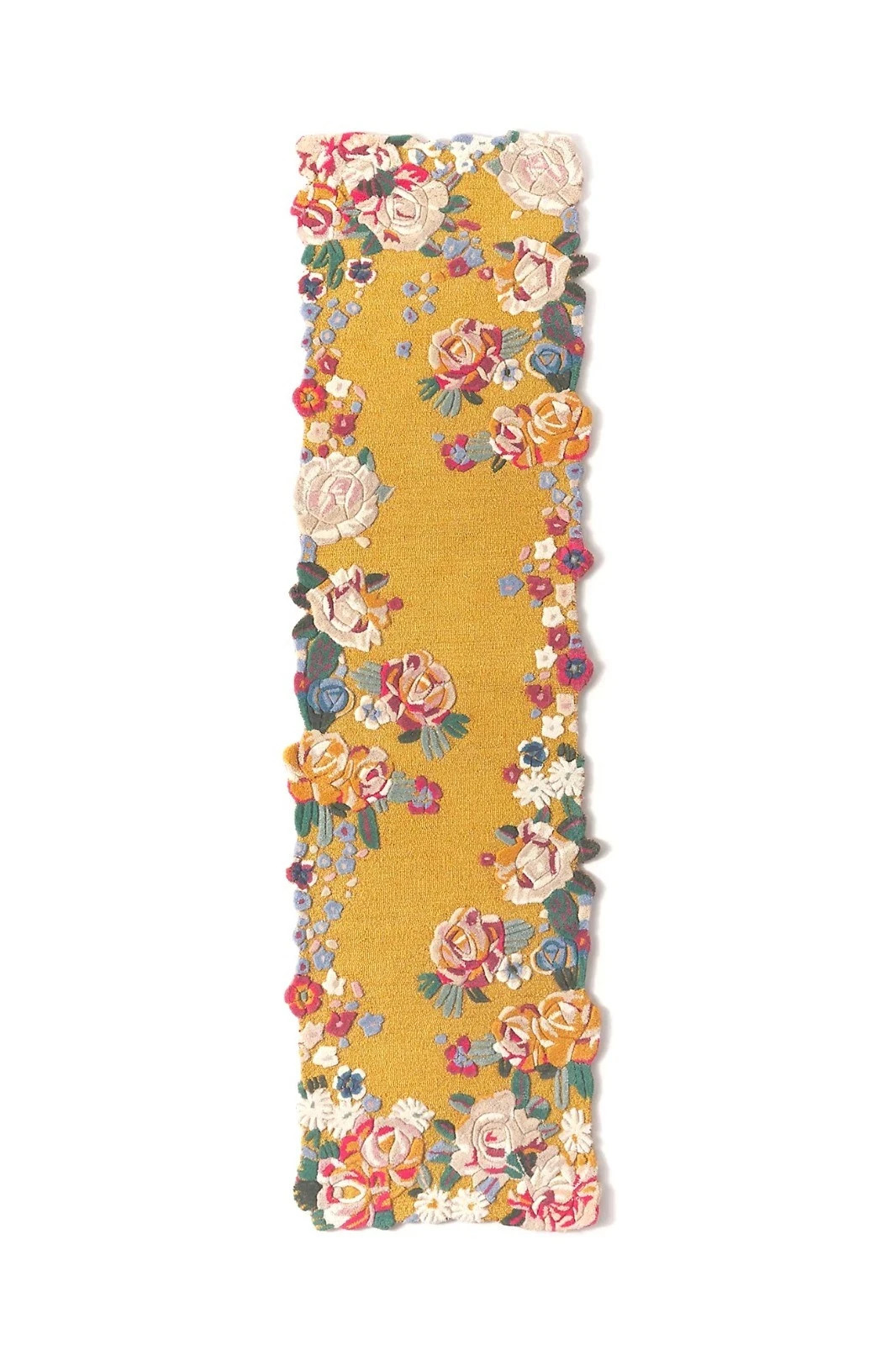 Araceli Floral Gold Modern Hand-Tufted 100% Wool Area Rug Handmade Carpet